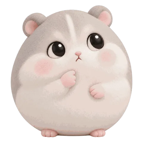 Mochi with a paw on her chin, thinking